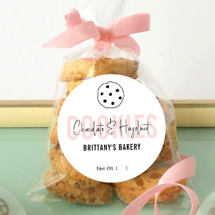 Adesivo Nome do Flavor de Cookies Modernos de Script Rosa