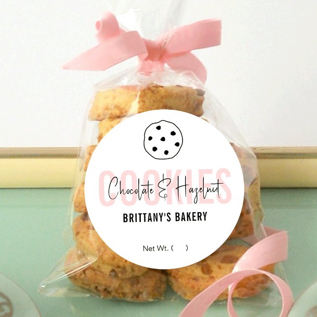 Adesivo Nome do Flavor de Cookies Modernos de Script Rosa  (Criador carregado)