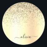 Adesivo Nome do Glam do Monograma Dourado Glitter Metal<br><div class="desc">Folha Dourada, Folha Metálica Glitter Esmagada Monograma Metálica Nome e Etiquetas de Endereço do Autocolante de Papel Inicial. Isto faz o doce e perfeito aniversário de 16 anos, casamento, chá de panela, aniversário, chá de fraldas ou festa de solteira presente para alguém que ama luxo de luxo e estilos quíticos....</div>