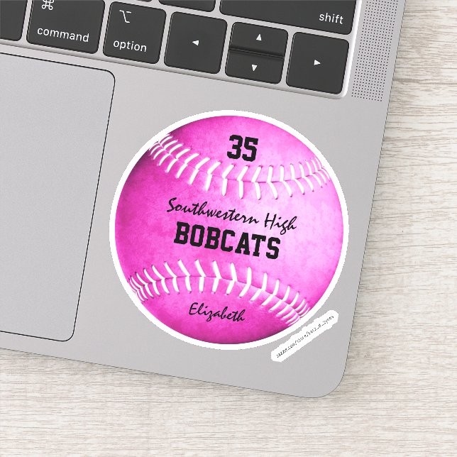 Adesivo nome do grupo personalizado de softball rosa-quent (Detalhe)