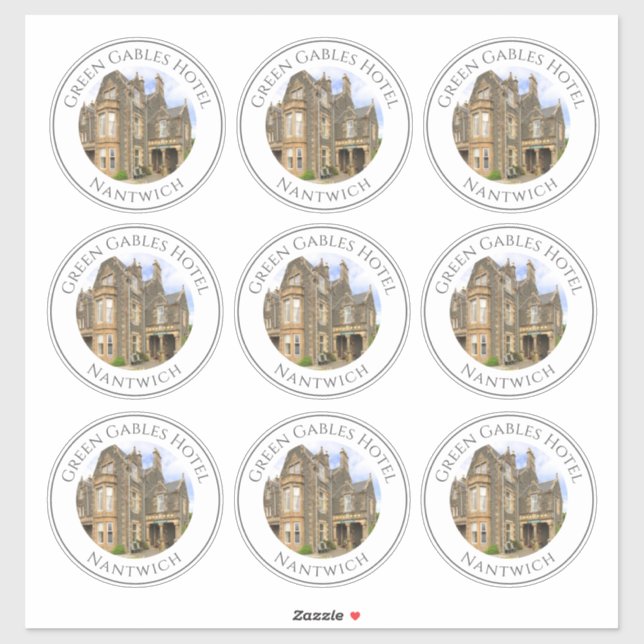 Adesivo Nome do Hotel e Foto na Folha 9 Stickers (Folha)