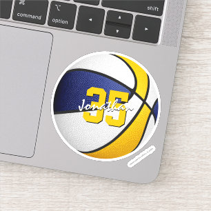 Adesivo nome do jogador do time de basquetebol de ouro azu