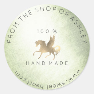 Adesivo Nome do logotipo artesanal Mint Pegasus Horse da W