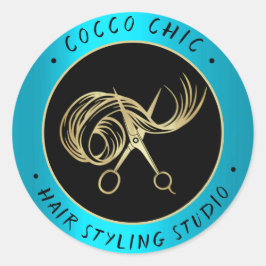 Adesivo Nome do logotipo do cabelo da tesoura Obrigado Azu