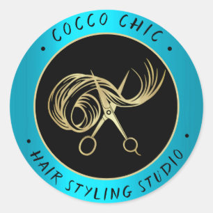 Adesivo Nome Do Logotipo Do Cabelo Da Tesoura Obrigado Azu