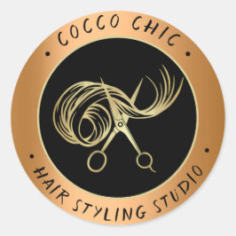 Adesivo Nome do logotipo do cabelo da tesoura Obrigado Bro