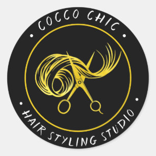 Adesivo Nome do logotipo do cabelo da Tesoura Obrigado Fre
