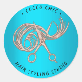 Adesivo Nome do logotipo do cabelo da tesoura Obrigado Ros