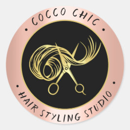 Adesivo Nome do logotipo do cabelo da tesoura Obrigado Ros