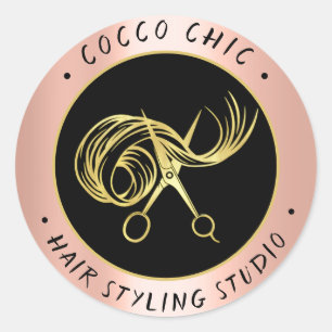 Adesivo Nome do logotipo do cabelo da tesoura Obrigado Ros