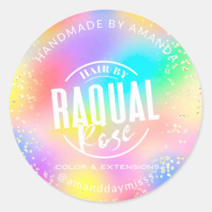 Adesivo Nome do logotipo Dourado Hológrafo colorido cor-d