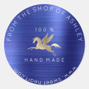 Adesivo Nome do logotipo feito à mão Pegasus Cobalt Blue