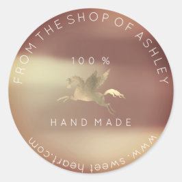 Adesivo Nome do logotipo feito à mão Rosa de cobre Pegasus