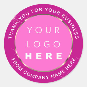 Adesivo Nome do logotipo Web Obrigado Berry Rosa Dourado
