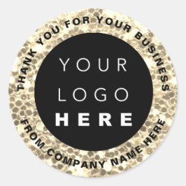 Adesivo Nome do logotipo Web Obrigado Faux Dourada Glitter