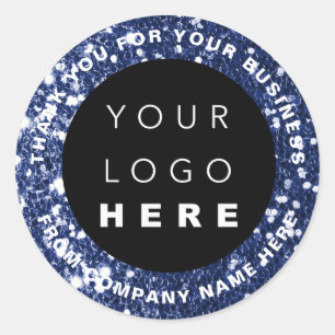 Adesivo Nome do logotipo Web Obrigado Marinho azul Glitter
