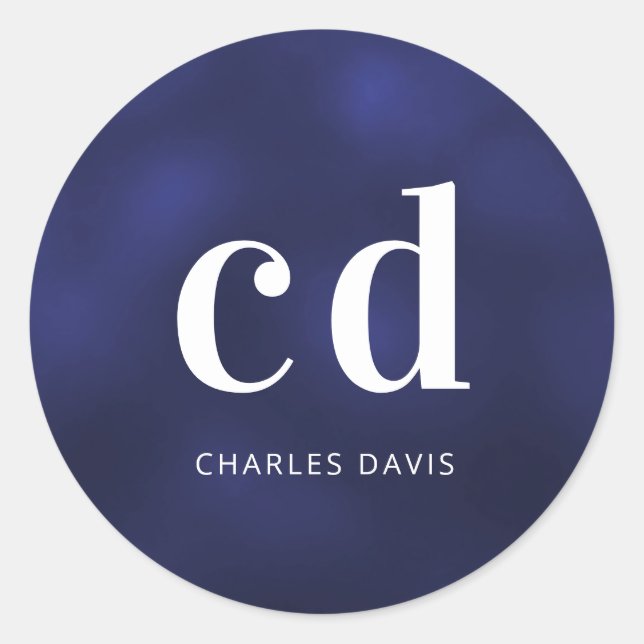 Adesivo Nome do monograma branco azul marinho (Frente)