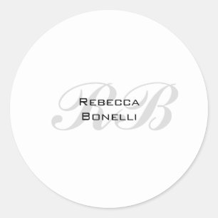 Adesivo Nome do Monograma da Cinza Branca Iniciais Simples