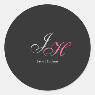 Adesivo Nome do Monograma da Cinza Negra Letras Iniciais