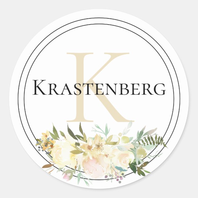 Adesivo Nome do Monograma da Família Personalizada Creme P (Frente)