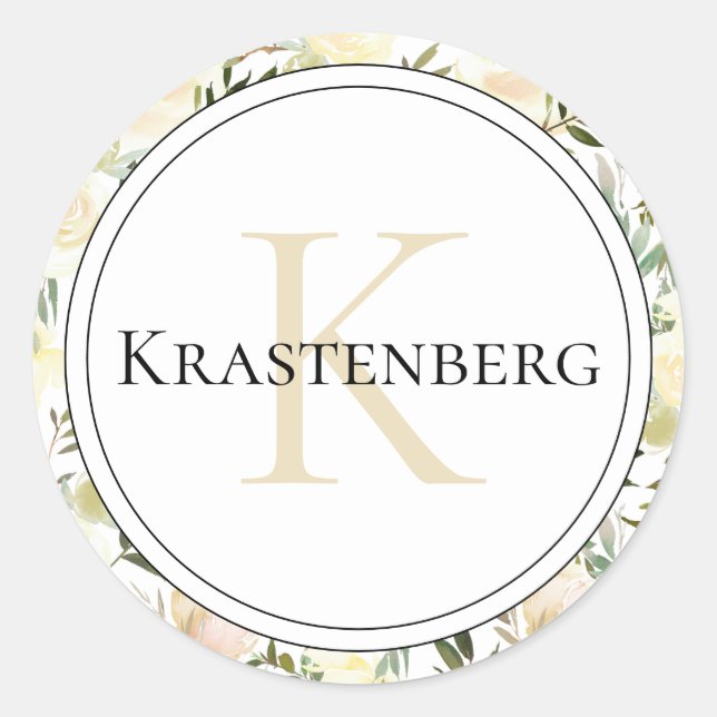 Adesivo Nome do Monograma da Família Personalizada Elegant (Frente)