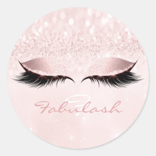 Adesivo Nome do Monograma do Pastel Glitter Pink Eye Lash 