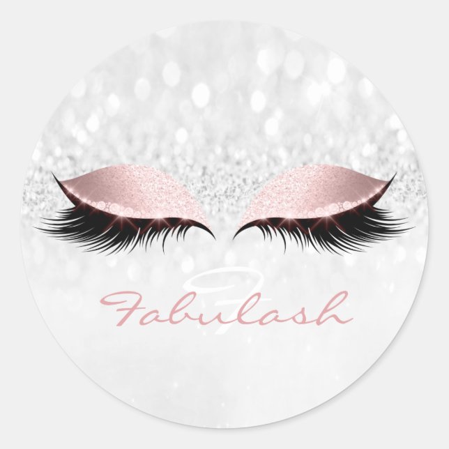 Adesivo Nome do Monograma Glitter Pink Eye Lash Girl 16th  (Frente)