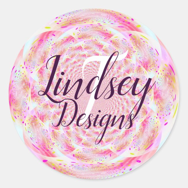 Adesivo Nome do Monograma Rosa e Coral (Frente)