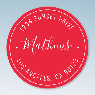 Adesivo Nome do na moda e Texto Circular | Vermelho e Bran