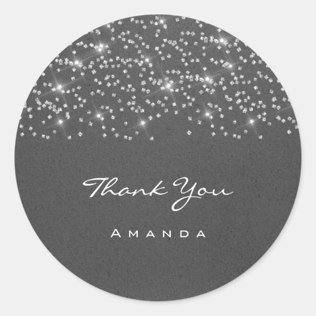 Adesivo Nome do obrigado 16ª Cinza de Casamento Bridal Kra (Frente)