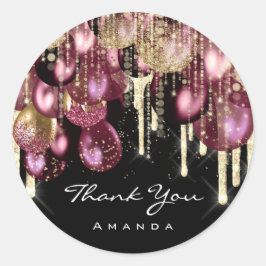 Adesivo Nome do obrigado 16º Bridal Glitter Ballon Dourado