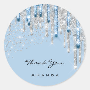 Adesivo Nome do Obrigado 16º Brilhante Prateado Azul 3D