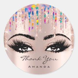 Adesivo Nome do obrigado Confetti Rosa Glitter Eyelash Uni