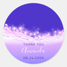 Adesivo Nome do obrigado Data Branca de Faísca Cor de Rosa