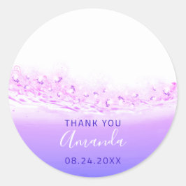 Adesivo Nome do obrigado Data Bridal Rosa Púrpura Real