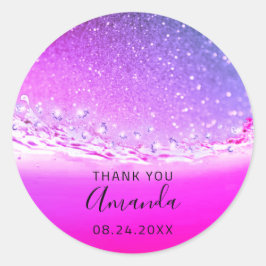 Adesivo Nome do obrigado Data de Faísca Bridal Fúchsia Ros