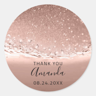 Adesivo Nome do obrigado Data de reposição Rosa de reposiç