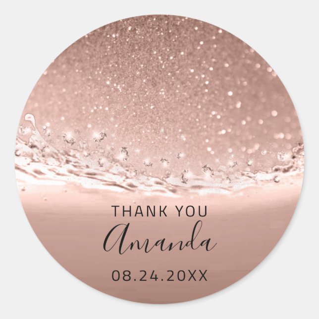 Adesivo Nome do obrigado Data de reposição Rosa de reposiç (Frente)