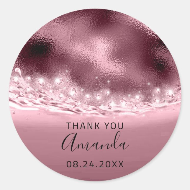 Adesivo Nome do obrigado Data Spark Chá de panela Rosa (Frente)