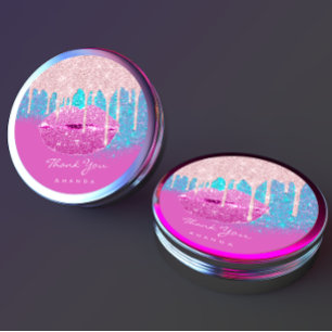 Adesivo Nome do obrigado Doce16º Lábios cor-de-rosa azuis