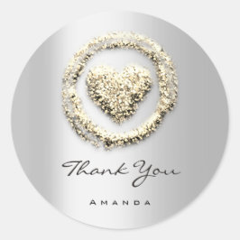 Adesivo Nome do obrigado Doce 16º Cinza Cardíaco Dourado