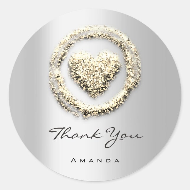 Adesivo Nome do obrigado Doce 16º Cinza Cardíaco Dourado (Frente)