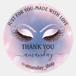 Adesivo Nome do obrigado Folhas Boutique Compram Azul Rosa