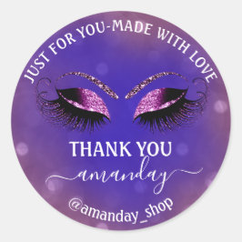 Adesivo Nome do obrigado Folhas Boutique Compram Azul Roxo