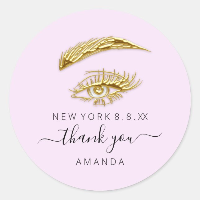 Adesivo Nome do obrigado Ouro Pisca o Microblade Makeup Pi (Frente)