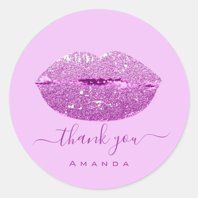 Adesivo Nome do obrigado Sweet16th. Lábios de Beijo Rosa P (Frente)