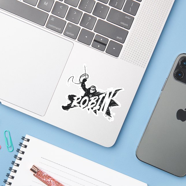 Adesivo Nome do Pincel de Tinta Robin (Notebook com iPhone)