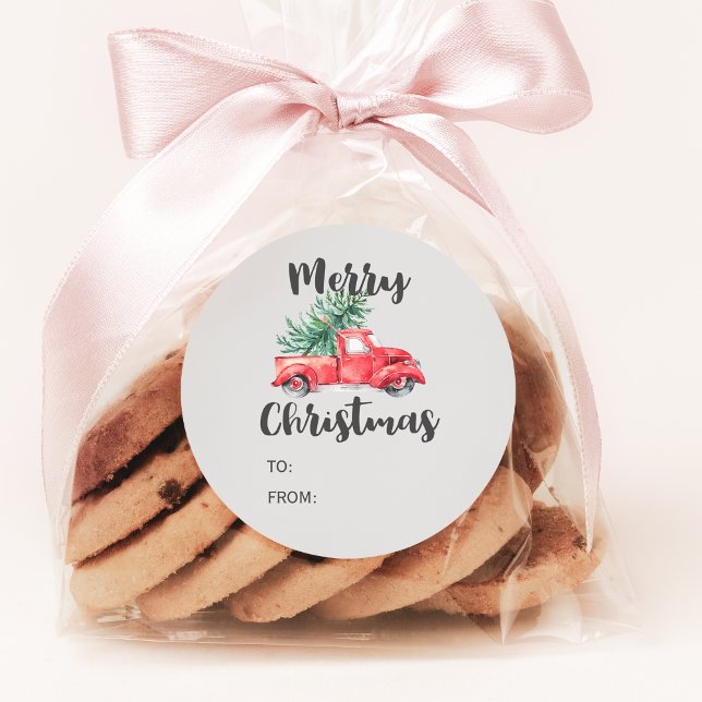 Adesivo Nome do Presente de Natal do Caminhão Vermelho e Á (Criador carregado)