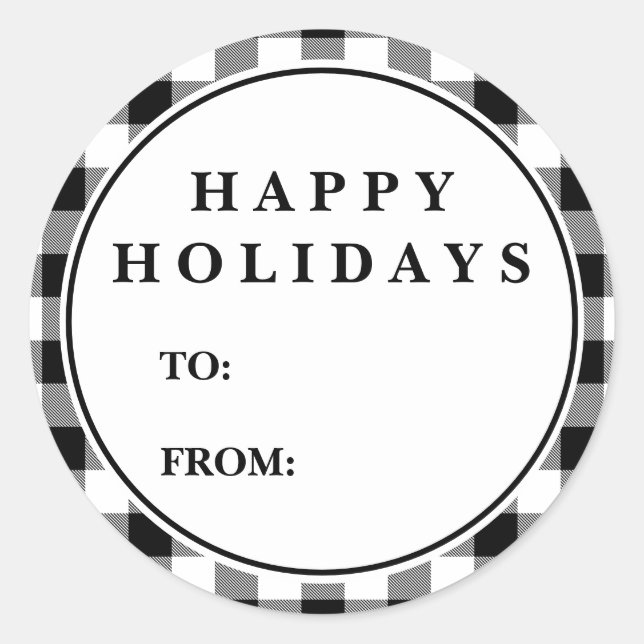 Adesivo Nome do presente de Natal do Padrão de Xadrez de B (Frente)