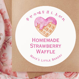 Adesivo Nome do Produto Waffle Coração Rosa Fofo